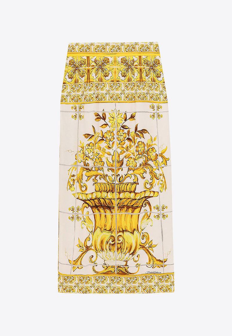 Majolica Print Silk Charmeuse Skirt