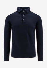 Long-Sleeved Cashmere Polo T-shirt