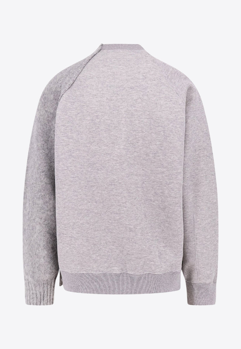 Zip-Detail Wool Crewneck Sweater