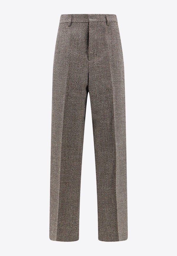 Straight-Leg Wool Tailored Pants