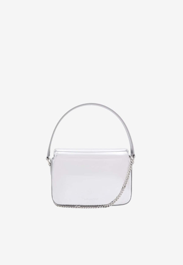 Micro Metallic Leather Top Handle Bag