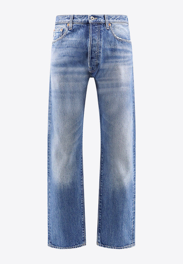 V Detail Straight-Leg Jeans