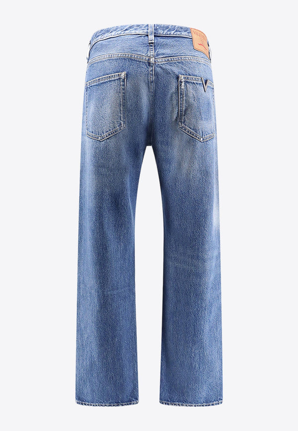 V Detail Straight-Leg Jeans
