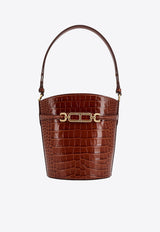 Medium Whitney Croc-Embossed Leather Bucket Bag