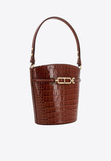 Medium Whitney Croc-Embossed Leather Bucket Bag