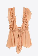 Draped Silk V-neck Top