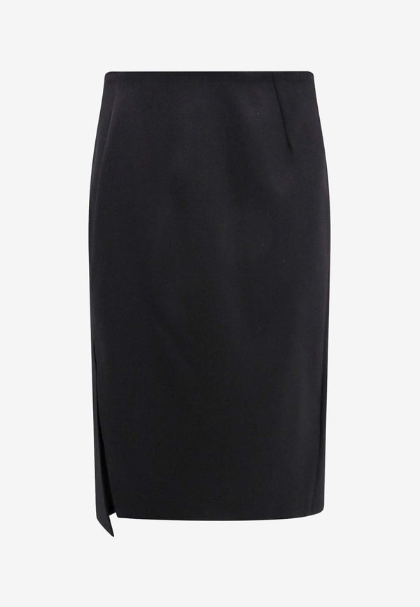 Asymmetric Pencil Wool Skirt