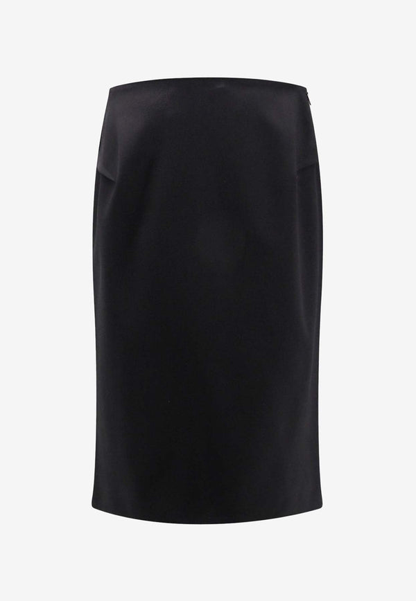 Asymmetric Pencil Wool Skirt