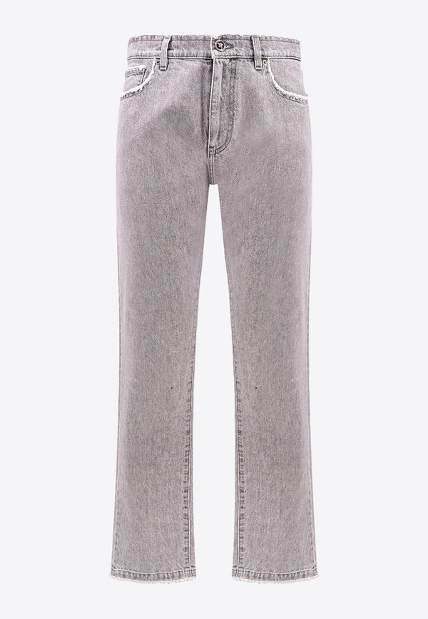 Straight-Leg Frayed Jeans