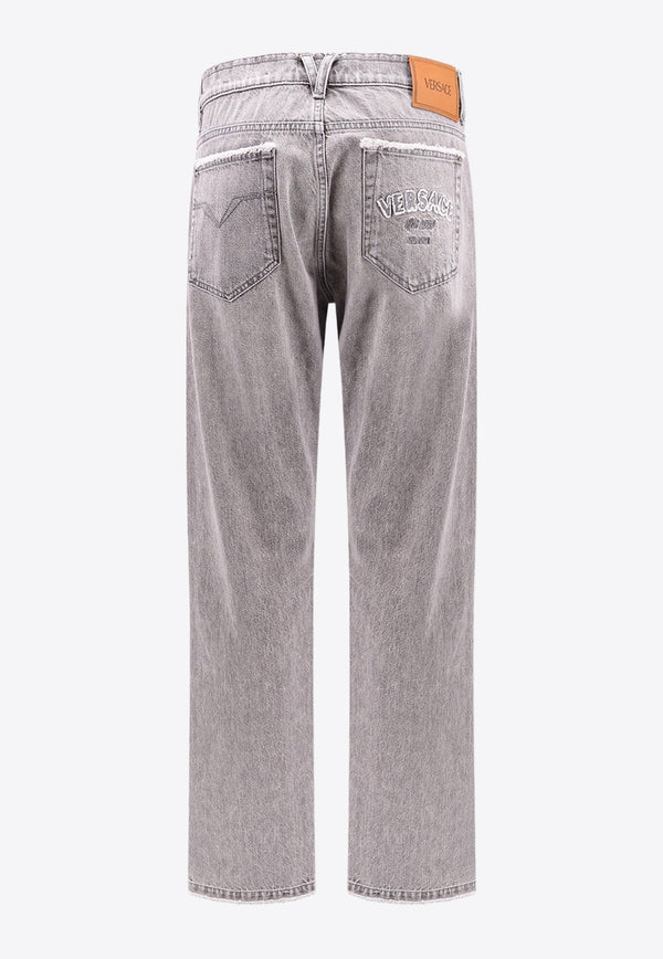 Straight-Leg Frayed Jeans