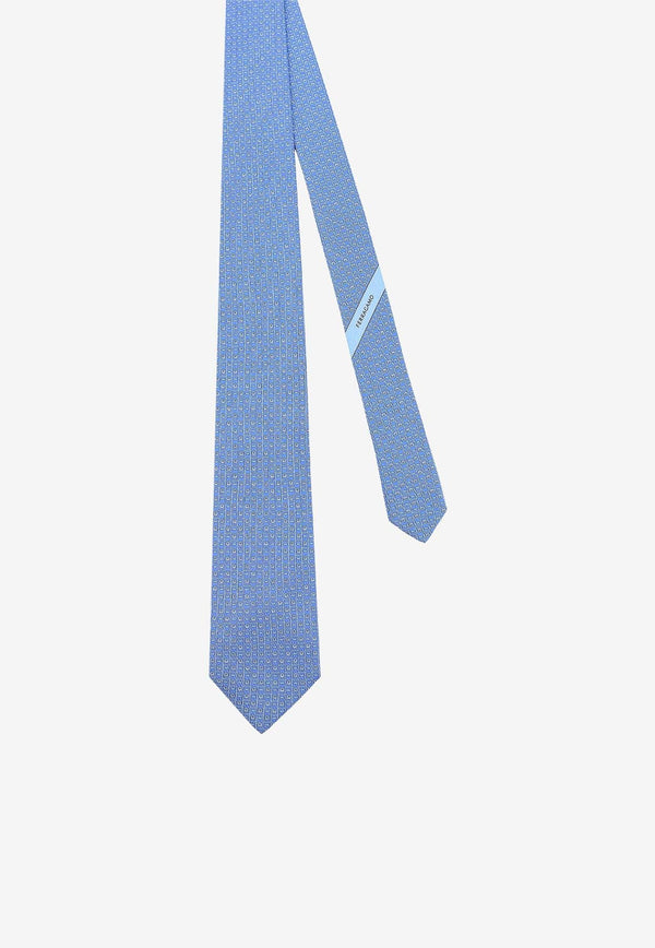 Gancini Print Silk Tie