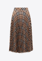 Vintage Check Pleated Midi Skirt