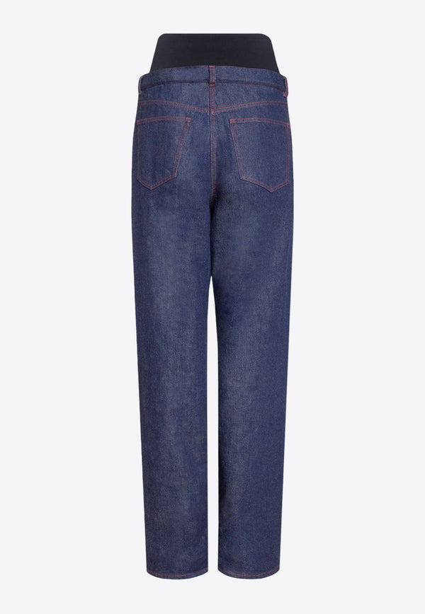 Elastic Waistband Wide-Leg Jeans