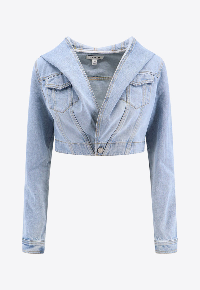 Hooded Denim Cropped Jacket