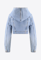 Hooded Denim Cropped Jacket