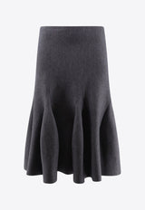 Godet Wool-Blend Midi Skirt