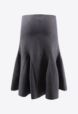 Godet Wool-Blend Midi Skirt