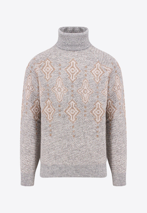 Geometric Pattern Wool-Blend Sweater