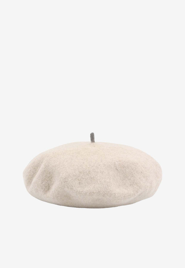 Wool Beret with Monili Detail