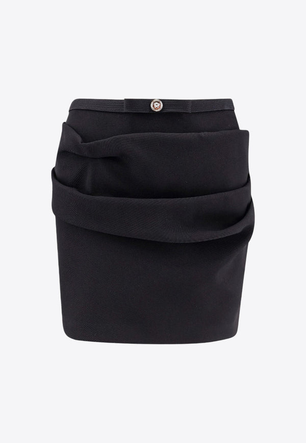 Draped Wool Mini Skirt