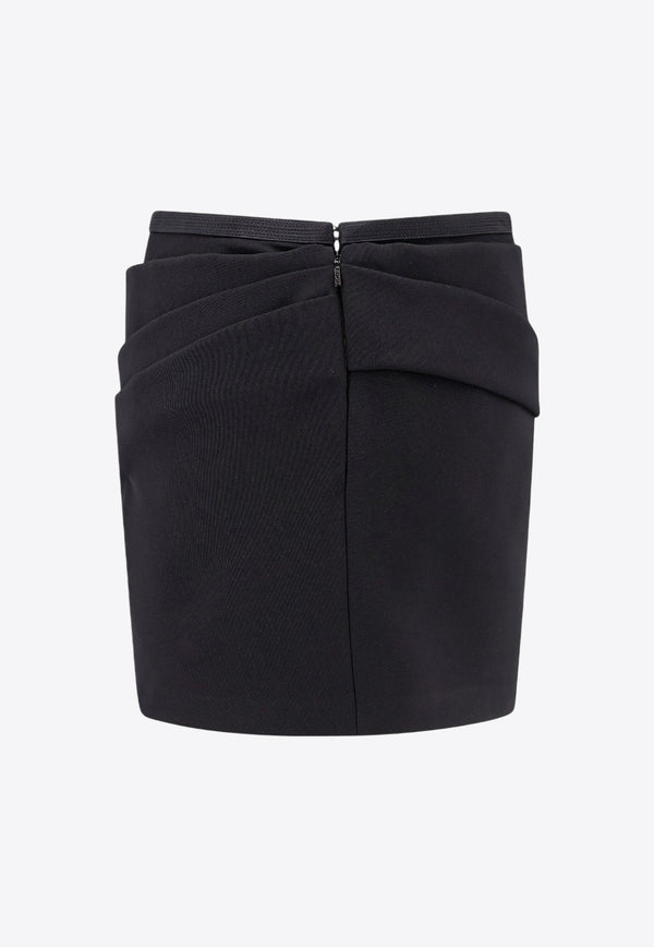 Draped Wool Mini Skirt