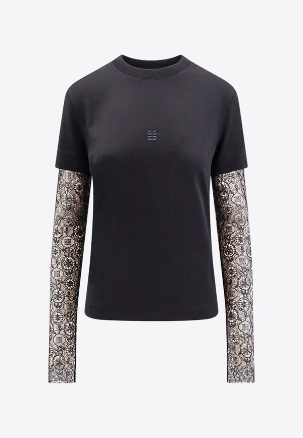 Overlapped Lace Slim T-shirt