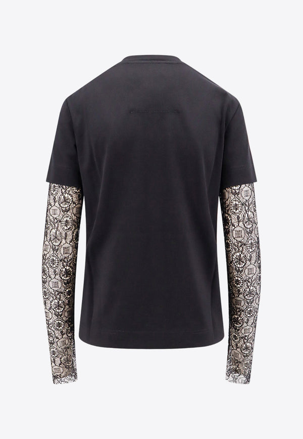 Overlapped Lace Slim T-shirt