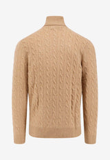 Cable Knit Turtleneck Wool Sweater