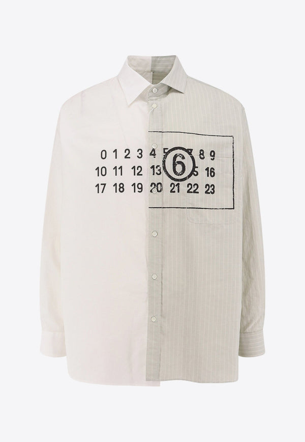 Numeric Signature Print Asymmetric Shirt