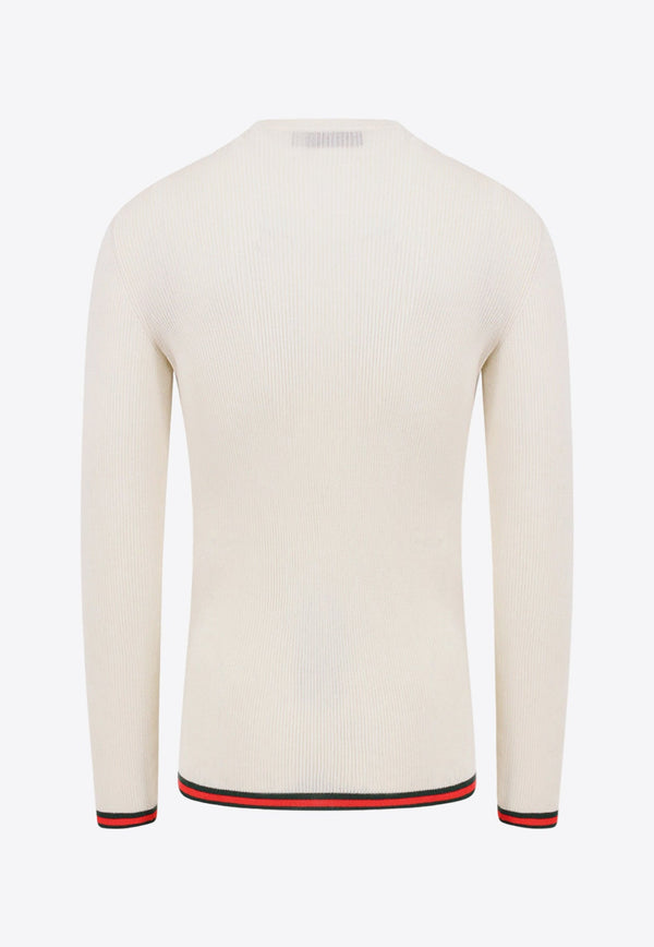 Ribbed Crewneck Silk Sweater