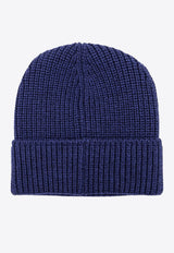 Logo Patch Ribbed Wool Beanie