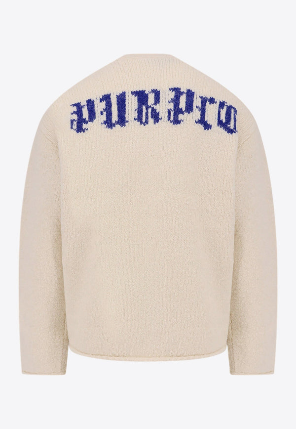 Logo Intarsia Knitted Cardigan