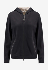 Monili Embellished Zip-Up Hooded Sweatshirt