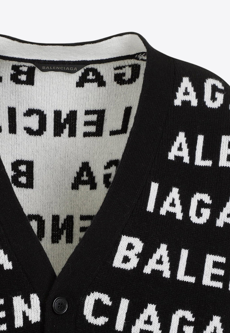 All-Over Logo Cardigan in Wool