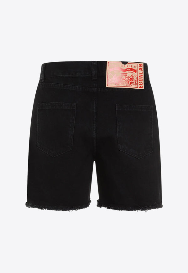 Washed-Out Denim Shorts