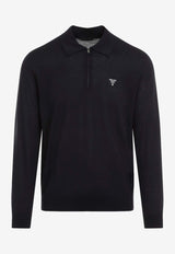 Logo Long-Sleeved Wool Polo