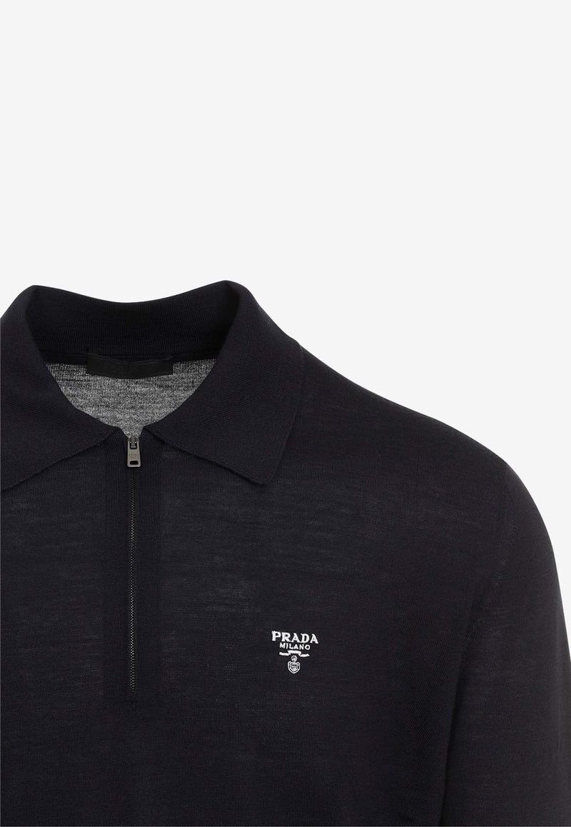 Logo Long-Sleeved Wool Polo