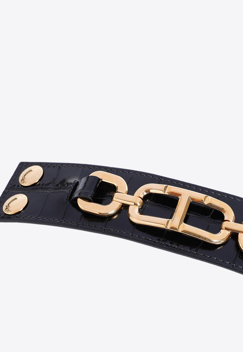 Croc-Embossed Leather Bracelet