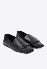 Square-Toe Leather Loafers