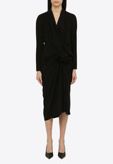 Draped Wool-Blend Midi Dress