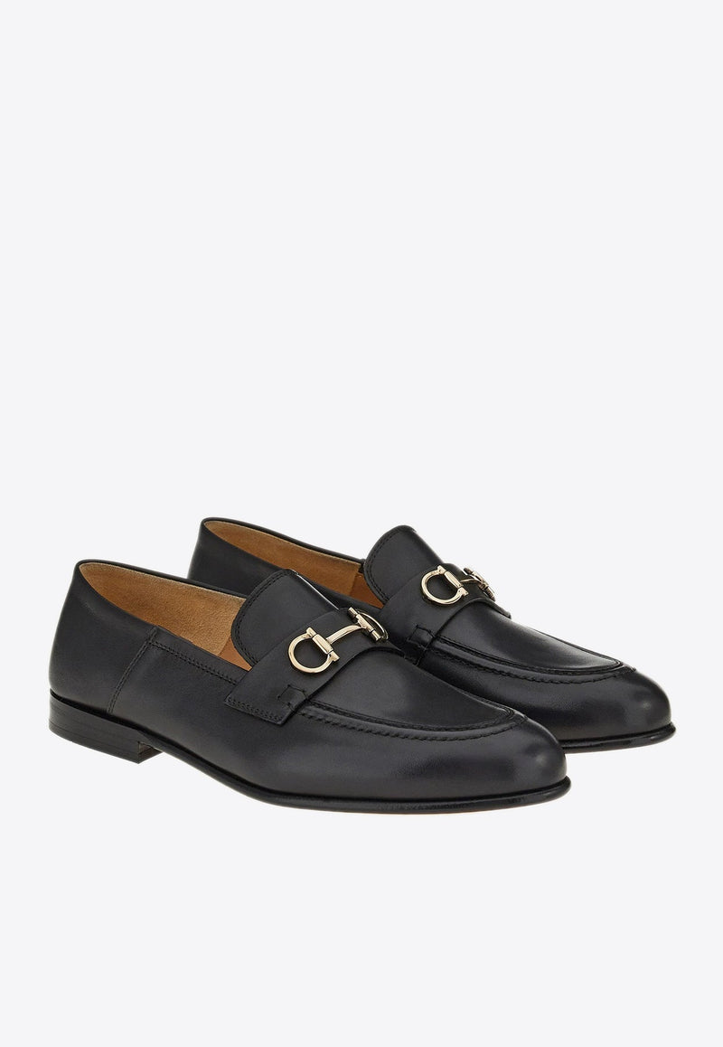 Gancini Logo Buckle Leather Mules