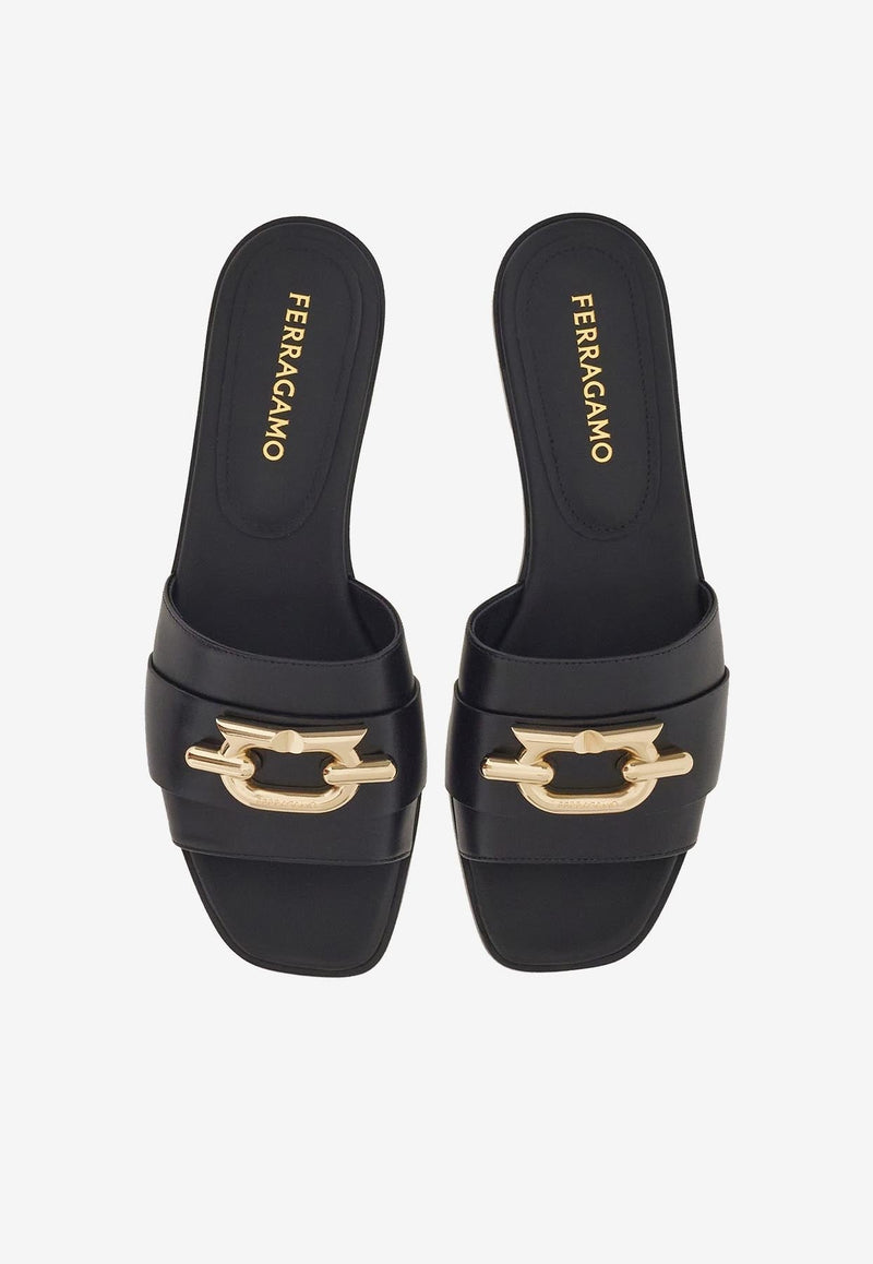 Priscilla Gancini-Plaque Flat Sandals