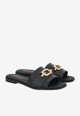 Priscilla Gancini-Plaque Flat Sandals