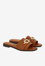 Priscilla Gancini-Plaque Flat Sandals