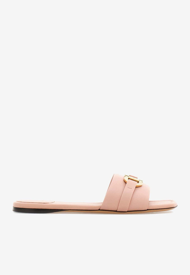 Leah Gancini Flat Sandals in Calf Leather