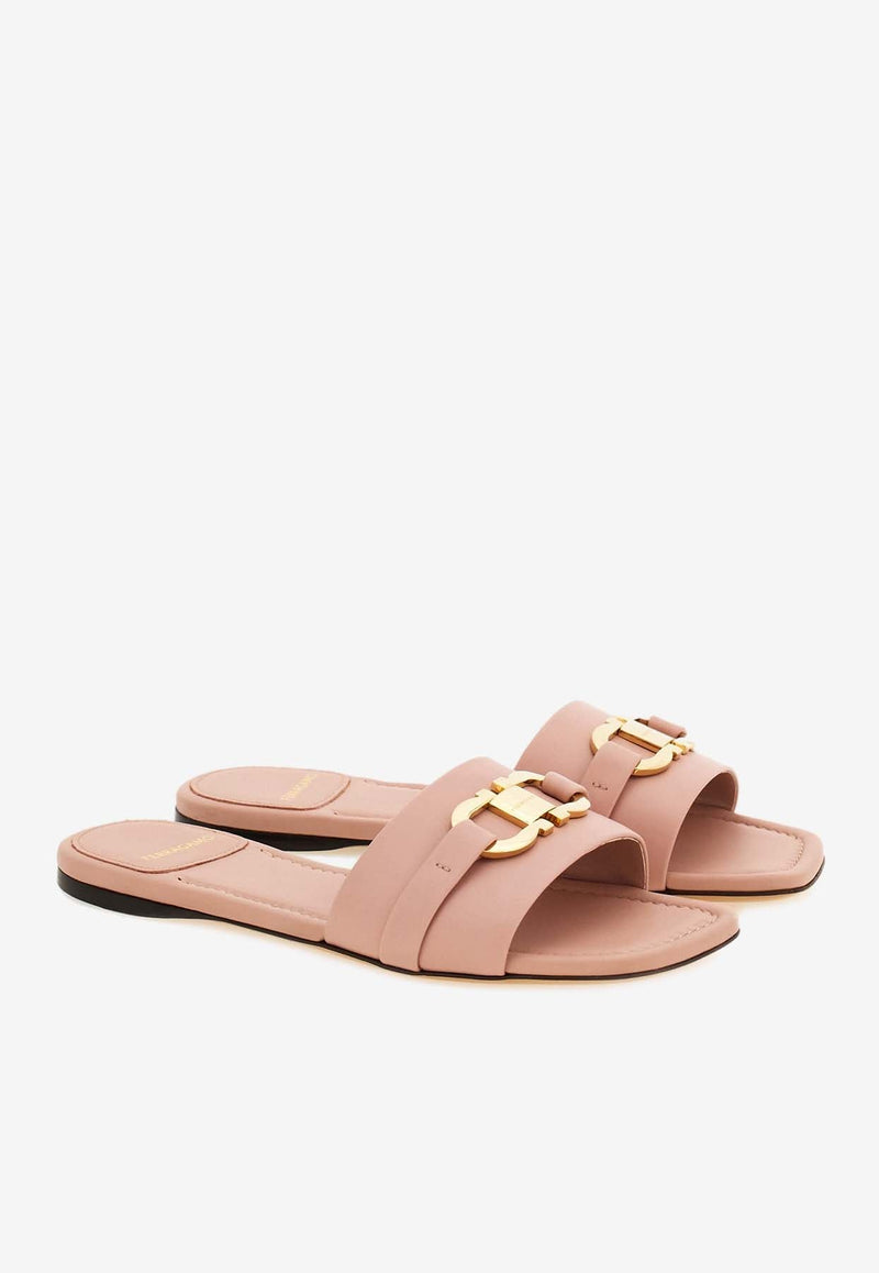 Leah Gancini Flat Sandals in Calf Leather