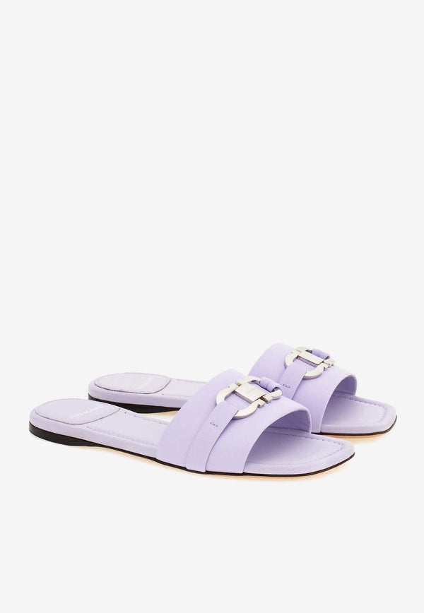 Leah Gancini Flat Sandals in Calf Leather