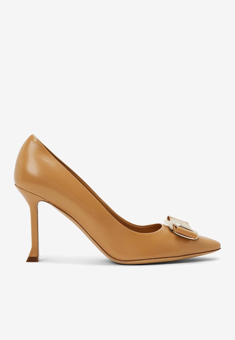 Zelma 85 Vara Bow Nappa Leather Pumps