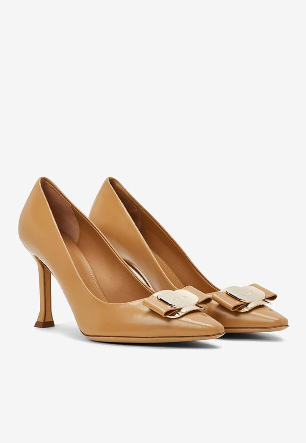 Zelma 85 Vara Bow Nappa Leather Pumps