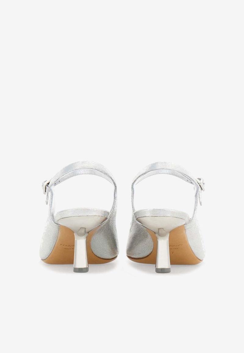 Ophelia 55 Drop Bow Metallic Leather Sandals